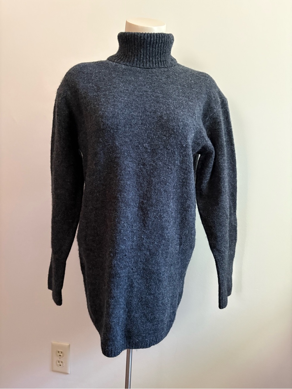 & Other Stories Charcoal Grey Mock Turtleneck Wool Blend  Sweater Size XS
